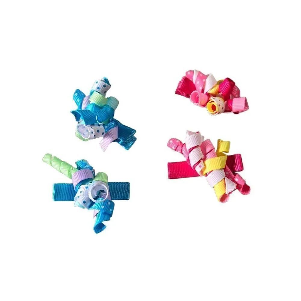 2 sets of infant twirly bows, 2".